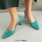 Pointed Toe Chunky Heels Printed Pumps - Green Patent