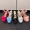Peep Toe Bowtied Platforms Chunky Heels Sweet Color Ankle Buckle Straps Sandals - Pink Patent