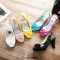 Peep Fish Mouth Toe Bowtied High Heels Sweet Color Slingback Straps Sandals - Blue Patent