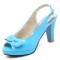 Peep Fish Mouth Toe Bowtied High Heels Sweet Color Slingback Straps Sandals - Blue Patent