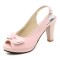 Peep Fish Mouth Toe Bowtied High Heels Sweet Color Slingback Straps Sandals - Pink Patent