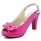 Peep Fish Mouth Toe Bowtied High Heels Sweet Color Slingback Straps Sandals - Rose Patent