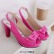 Peep Fish Mouth Toe Bowtied High Heels Sweet Color Slingback Straps Sandals - Rose Patent
