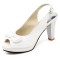 Peep Fish Mouth Toe Bowtied High Heels Sweet Color Slingback Straps Sandals - White Patent