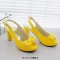 Peep Fish Mouth Toe Bowtied High Heels Sweet Color Slingback Straps Sandals - Yellow Patent
