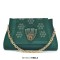 Peep Toe Rhinestones Glitters Chunky Heels Slingback Sandals Pumps with Bag  - Green Synthetic