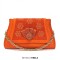 Peep Toe Rhinestones Glitters Chunky Heels Slingback Sandals Pumps with Bag  - Orange Synthetic