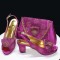 Peep Toe Rhinestones Glitters Chunky Heels Slingback Sandals Pumps with Bag  - Purple Synthetic