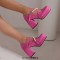 Square Toe String Bead Chunky Heels Mary Janes Low Platforms Pastel Pumps - Rose Patent