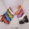 Square Toe Butterfly Knot Chunky Heels Ankle Buckle Cute Straps Low Platforms Pumps - Rose Faux Leather