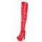 Pointed Toe Stiletto Heels Over The Knees Thigh High Glossy Platforms Boots - Red Patent