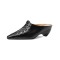 Pointed Metal Toe Kitten Heels Summer Concise Sandals - Black Leather