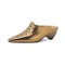 Pointed Metal Toe Kitten Heels Summer Concise Sandals - Gold Leather