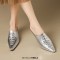 Pointed Metal Toe Kitten Heels Summer Concise Sandals - Silver Leather