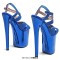 Peep Toe Stiletto Heels Glitters Ankle Cross Straps Platforms Sandals  - Green Synthetic