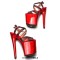 Peep Toe Stiletto Heels Glitters Ankle Cross Straps Platforms Sandals  - Red Synthetic