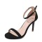 Peep Toe Stiletto Heels Ankle Buckle Straps Sandals Pumps - Black Flock
