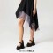 Lace Printed Chunky Heels Lace Up Platforms Mary Janes Gothic Pumps - Black Fabric