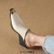 Pointed Metal Toe Wedges Heels Half Slippers Sandals - White Leather