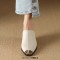 Pointed Metal Toe Wedges Heels Half Slippers Sandals - White Leather