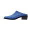Pointed Metal Toe Chunky Heels Summer Rhinestones Sandals - Blue Microfiber