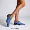 Pointed Metal Toe Chunky Heels Summer Rhinestones Sandals - Blue Microfiber