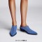 Pointed Metal Toe Chunky Heels Summer Rhinestones Sandals - Blue Microfiber