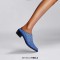 Pointed Metal Toe Chunky Heels Summer Rhinestones Sandals - Blue Microfiber