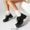 Round Toe Buckle Rivet Decorated Lace Up College Gothic Punk Loafers  - Black Patent