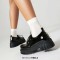 Round Toe Buckle Rivet Decorated Lace Up College Gothic Punk Loafers  - Black Patent