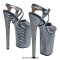 Peep Toe Stiletto Heels Snake Print Ankle Cross Straps Platforms Sandals  - LightBlue Faux Leather