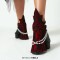 Round Toe Chunky Heels Hill Double Buckle Straps Beads Gothic Pumps - Black Faux Leather