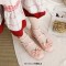 Round Toe Ankle Buckle Cross Buckle Straps Bowknot Chunky Heels Pumps - Pink Faux Leather