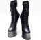 Fetish Ankle Padlock Heel-Less Platforms - Black with Silver Hoof