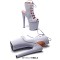 Peep Toe Stiletto Heels Platforms Lace Up Side Zipper Summer Boots Sandals  - LightPurple Fabric