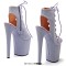 Peep Toe Stiletto Heels Platforms Lace Up Side Zipper Summer Boots Sandals  - LightPurple Fabric