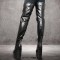Round Toe Over The Knees Thigh Highs Gothic Wedges Platforms Boots - Black Faux Leather