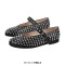 Round Toe Mary Janes Rhinestones Retro Flats - Black Faux Leather