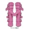 Pointed Toe Stiletto Heels Belt Buckle Straps Side Zipper Ankle Highs Punk Boots - Pink Faux Leather