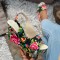 Peep Toe Back Buckle Straps Platforms Wedges Flower Summer Sandals - Black Faux Leather