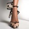 Pointed Toe Stiletto Heels Polka Dots Mesh Pumps - Black Lace