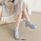 Round Toe Ankle Buckle Cross Buckle Straps Bowknot Chunky Heels Lolita Pumps - Blue Patent