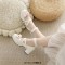 Round Toe Ankle Buckle Cross Buckle Straps Bowknot Chunky Heels Lolita Pumps - White Patent