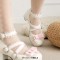 Round Toe Ankle Buckle Cross Buckle Straps Bowknot Chunky Heels Lolita Pumps - White Patent