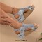Peep Toe Back Buckle Straps Platforms Wedges Glitters Cork Summer Sandals - Silver Microfiber