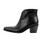 Pointed Toe Side Zipper Chunky Heels Ankle Western Cowgirl Boots - Black Faux Leather