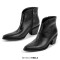 Pointed Toe Side Zipper Chunky Heels Ankle Western Cowgirl Boots - Black Faux Leather