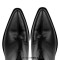 Pointed Toe Side Zipper Chunky Heels Ankle Western Cowgirl Boots - Black Faux Leather