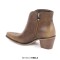Pointed Toe Side Zipper Chunky Heels Ankle Western Cowgirl Boots - Brown Faux Leather