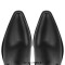 Pointed Toe Side Zipper Chunky Heels Ankle Chelsea Boots - Black Faux Leather